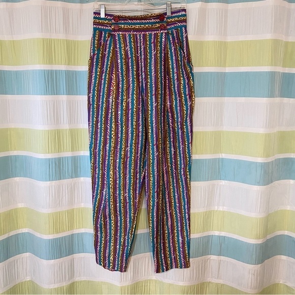 Vintage Jeanne Marc Graphic Zebra Print Striped Pants Sz Small - Picture 10 of 10